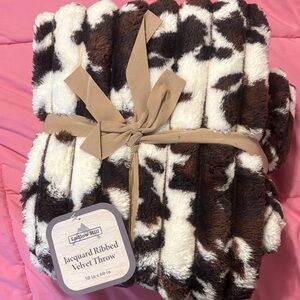 Jacquard Ribbed Velvet Throw - Cow Print